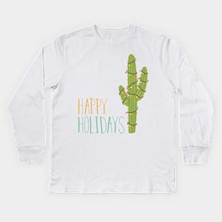 Happy Holidays Cactus Kids Long Sleeve T-Shirt